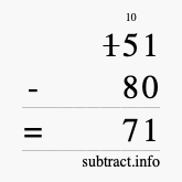 Calculate 151 minus 80 using long subtraction Calculate 151 minus 80 using long subtraction