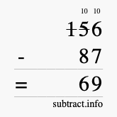 Calculate 156 minus 87 using long subtraction