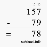 Calculate 157 minus 79 using long subtraction