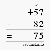 Calculate 157 minus 82 using long subtraction