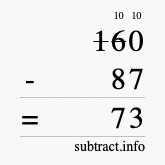 Calculate 160 minus 87 using long subtraction