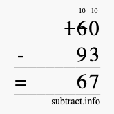 Calculate 160 minus 93 using long subtraction