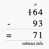 Calculate 164 minus 93 using long subtraction