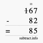 Calculate 167 minus 82 using long subtraction