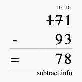 Calculate 171 minus 93 using long subtraction