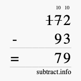 Calculate 172 minus 93 using long subtraction