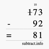 Calculate 173 minus 92 using long subtraction Calculate 173 minus 92 using long subtraction