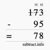 Calculate 173 minus 95 using long subtraction