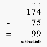Calculate 174 minus 75 using long subtraction