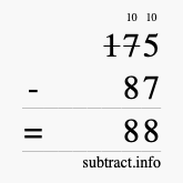 Calculate 175 minus 87 using long subtraction