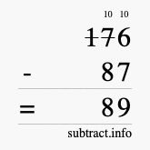 Calculate 176 minus 87 using long subtraction
