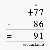 Calculate 177 minus 86 using long subtraction Calculate 177 minus 86 using long subtraction