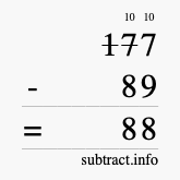 Calculate 177 minus 89 using long subtraction