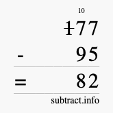 Calculate 177 minus 95 using long subtraction