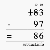 Calculate 183 minus 97 using long subtraction