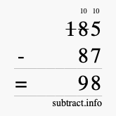 Calculate 185 minus 87 using long subtraction