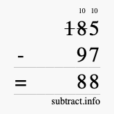 Calculate 185 minus 97 using long subtraction