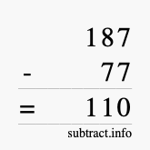 Calculate 187 minus 77 using long subtraction Calculate 187 minus 77 using long subtraction