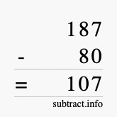 Calculate 187 minus 80 using long subtraction