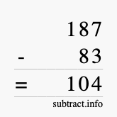 Calculate 187 minus 83 using long subtraction