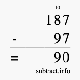 Calculate 187 minus 97 using long subtraction