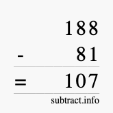 Calculate 188 minus 81 using long subtraction