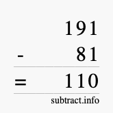 Calculate 191 minus 81 using long subtraction