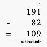 Calculate 191 minus 82 using long subtraction