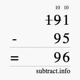 Calculate 191 minus 95 using long subtraction