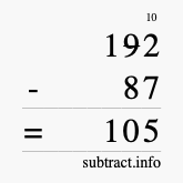 Calculate 192 minus 87 using long subtraction