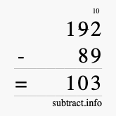 Calculate 192 minus 89 using long subtraction