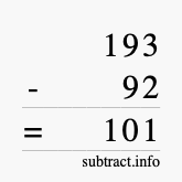 Calculate 193 minus 92 using long subtraction