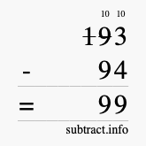 Calculate 193 minus 94 using long subtraction