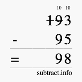 Calculate 193 minus 95 using long subtraction