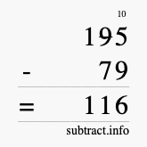 Calculate 195 minus 79 using long subtraction Calculate 195 minus 79 using long subtraction