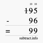 Calculate 195 minus 96 using long subtraction Calculate 195 minus 96 using long subtraction