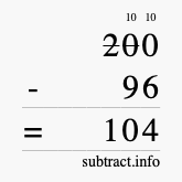 Calculate 200 minus 96 using long subtraction Calculate 200 minus 96 using long subtraction