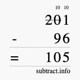 Calculate 201 minus 96 using long subtraction Calculate 201 minus 96 using long subtraction