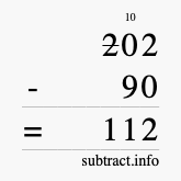 Calculate 202 minus 90 using long subtraction Calculate 202 minus 90 using long subtraction