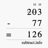 Calculate 203 minus 77 using long subtraction