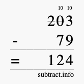 Calculate 203 minus 79 using long subtraction Calculate 203 minus 79 using long subtraction