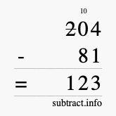Calculate 204 minus 81 using long subtraction Calculate 204 minus 81 using long subtraction