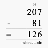 Calculate 207 minus 81 using long subtraction Calculate 207 minus 81 using long subtraction