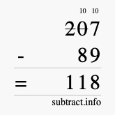 Calculate 207 minus 89 using long subtraction Calculate 207 minus 89 using long subtraction
