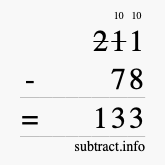 Calculate 211 minus 78 using long subtraction Calculate 211 minus 78 using long subtraction