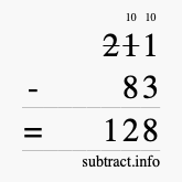 Calculate 211 minus 83 using long subtraction