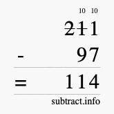 Calculate 211 minus 97 using long subtraction
