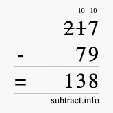 Calculate 217 minus 79 using long subtraction Calculate 217 minus 79 using long subtraction