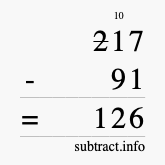 Calculate 217 minus 91 using long subtraction Calculate 217 minus 91 using long subtraction