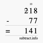 Calculate 218 minus 77 using long subtraction